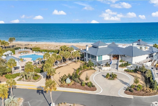 486 Lantana Cir, Georgetown, SC 29440 - aerial view of waterfront with a beach and a pool
