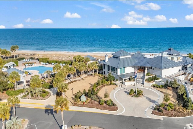 486 Lantana Cir, Georgetown, SC 29440 - aerial view of waterfront with a beach and a pool