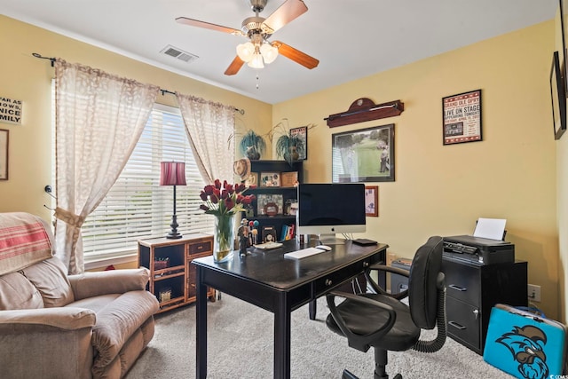 216 Whitchurch St, Murrells Inlet, SC 29576 - office with visible vents, carpet, and ceiling fan