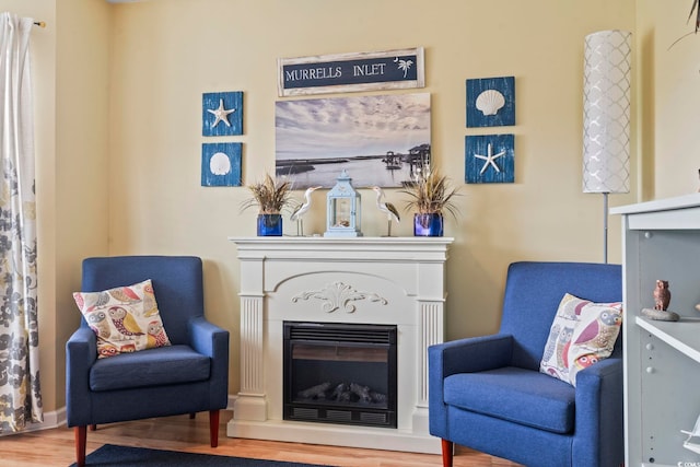 216 Whitchurch St, Murrells Inlet, SC 29576 - living area featuring a glass covered fireplace and wood finished floors