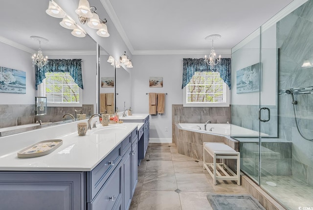 120 Whitemarsh Ct, Murrells Inlet, SC 29576 - bathroom featuring a sink, a notable chandelier, and a healthy amount of sunlight