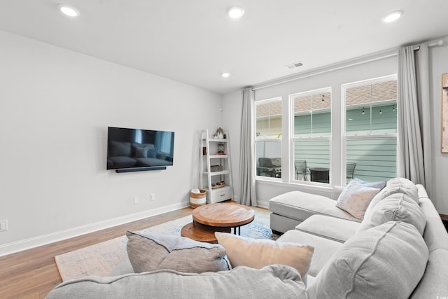 2620 Blue Crane Cir Unit 103, Myrtle Beach, SC 29577 - living room featuring wood finished floors, baseboards, and recessed lighting