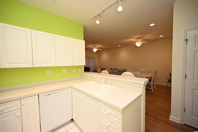 4660 Lightkeepers Way Unit 37B, Little River, SC 29566 - kitchen with dishwasher, a sink, a ceiling fan, a peninsula, and recessed lighting