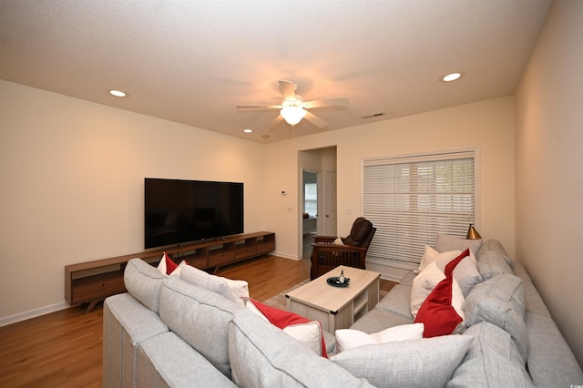 4660 Lightkeepers Way Unit 37B, Little River, SC 29566 - living room with wood finished floors, ceiling fan, recessed lighting, and baseboards
