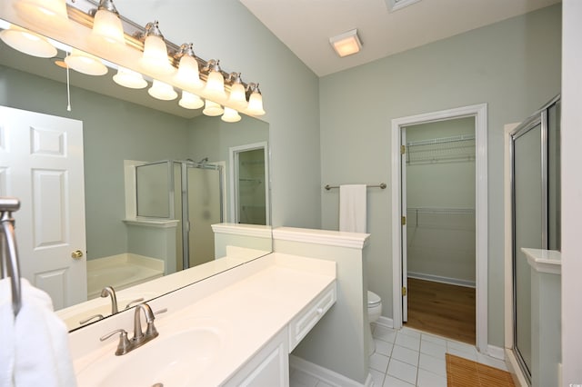 4660 Lightkeepers Way Unit 37B, Little River, SC 29566 - full bathroom with tile patterned floors, a shower stall, toilet, a bath, and vanity