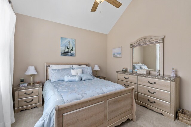 63 Grey Moss Rd, Murrells Inlet, SC 29576 - bedroom featuring light colored carpet, a ceiling fan, and high vaulted ceiling