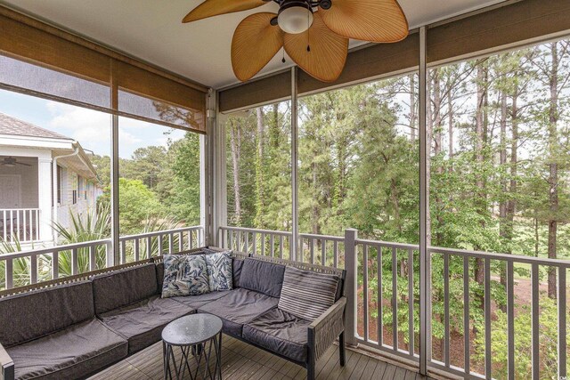 6253 Catalina Dr Unit 131, North Myrtle Beach, SC 29582 - sunroom / solarium featuring outdoor lounge area, plenty of natural light, and a ceiling fan