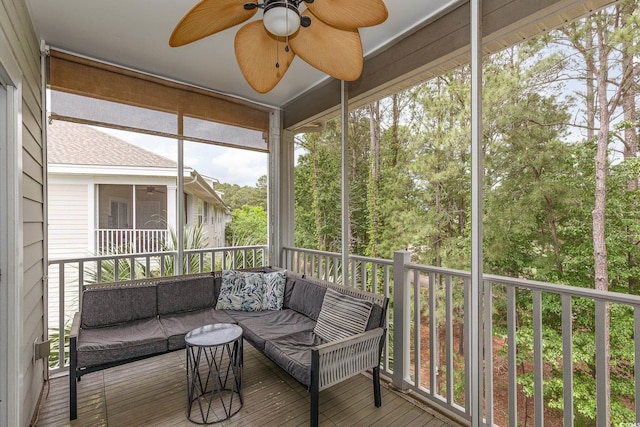 6253 Catalina Dr Unit 131, North Myrtle Beach, SC 29582 - sunroom featuring an outdoor living space, plenty of natural light, and a ceiling fan