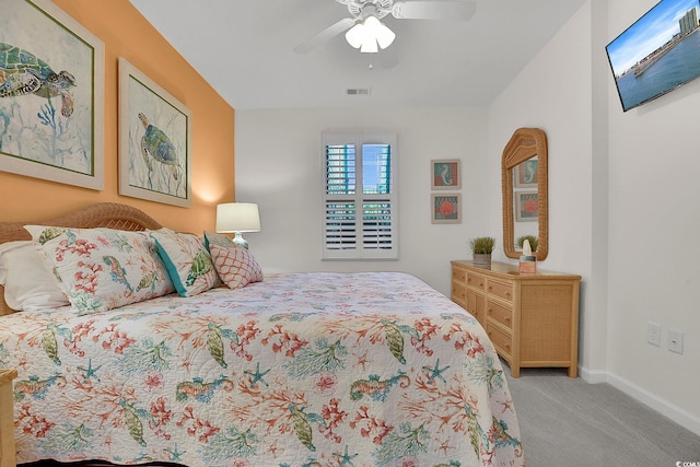 601 Hillside Dr N Unit 1405, North Myrtle Beach, SC 29582 - bedroom featuring baseboards, a ceiling fan, carpet flooring, and visible vents