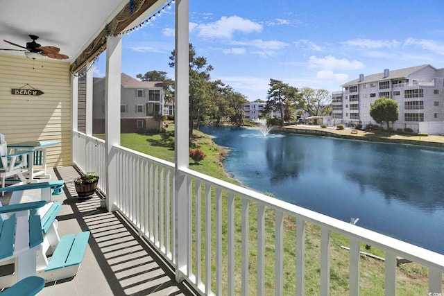 601 Hillside Dr N Unit 1405, North Myrtle Beach, SC 29582 - balcony featuring a water view and ceiling fan