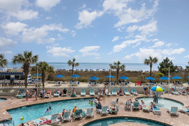 community pool with a water view