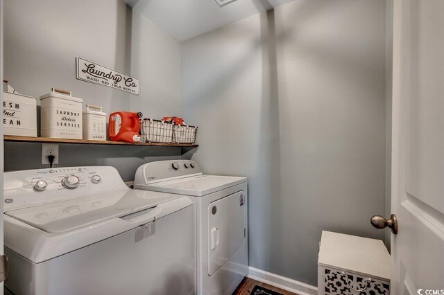 777 Woodland Farms Cir, Aynor, SC 29511 - washroom with independent washer and dryer, laundry area, and baseboards