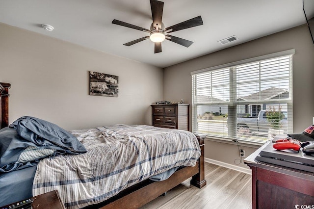 777 Woodland Farms Cir, Aynor, SC 29511 - bedroom featuring visible vents, a ceiling fan, light wood-style flooring, and baseboards