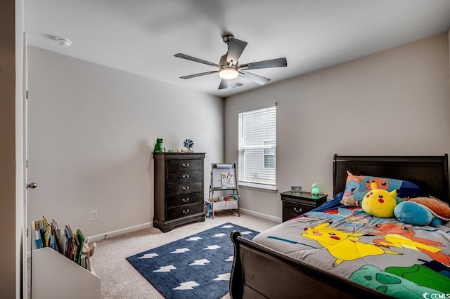 777 Woodland Farms Cir, Aynor, SC 29511 - bedroom with a ceiling fan, visible vents, light colored carpet, and baseboards