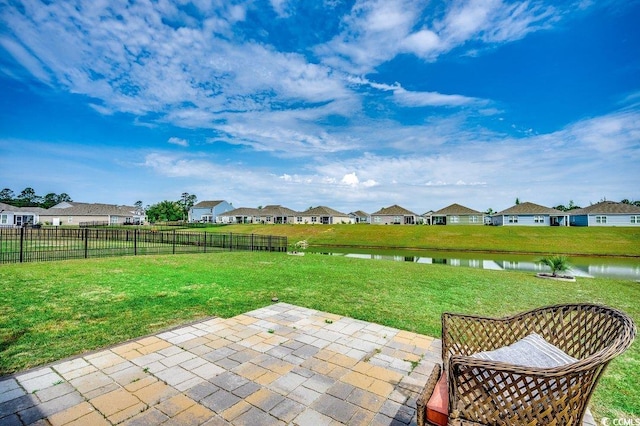 777 Woodland Farms Cir, Aynor, SC 29511 - view of yard featuring fence, a patio area, a water view, and a residential view