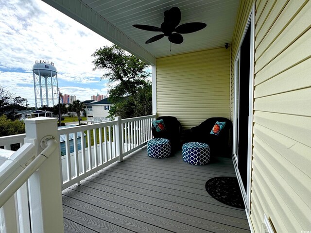 412 29th Ave N, North Myrtle Beach, SC 29582 - wooden deck with ceiling fan