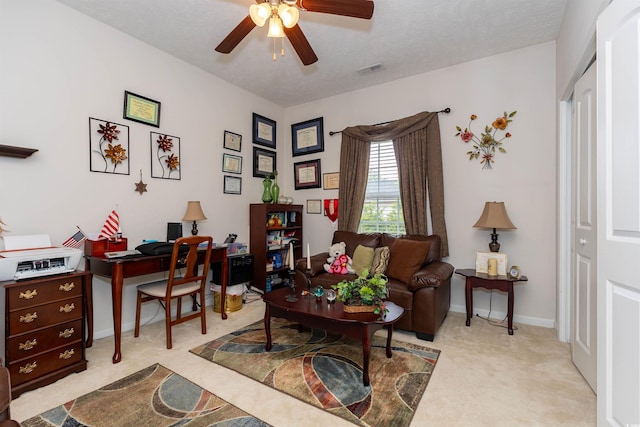 133 Alpharetta Ct, Conway, SC 29526 - living room featuring ceiling fan, an office area, and light colored carpet