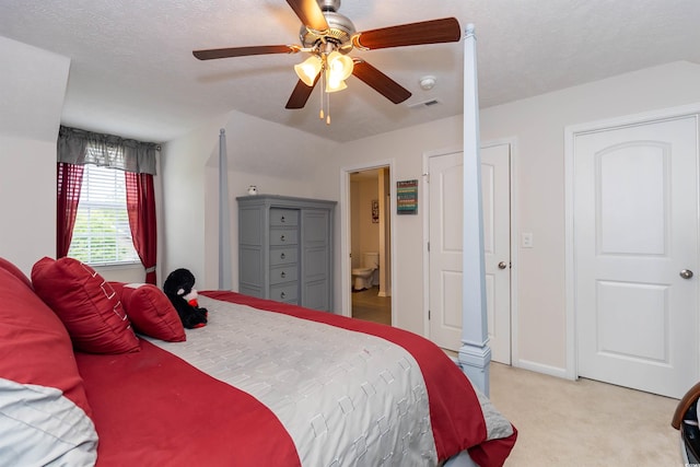 133 Alpharetta Ct, Conway, SC 29526 - bedroom with light carpet, ensuite bath, a ceiling fan, and baseboards