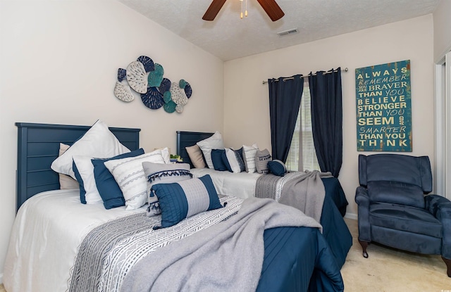 133 Alpharetta Ct, Conway, SC 29526 - bedroom with carpet, a textured ceiling, and ceiling fan