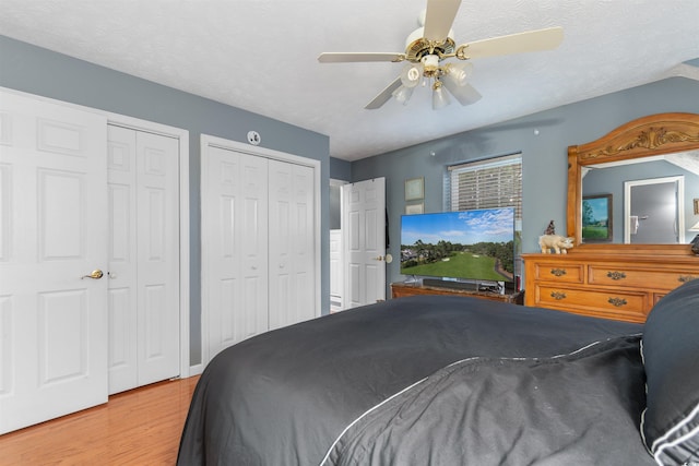 4721 National Dr, Myrtle Beach, SC 29579 - bedroom with wood finished floors, a ceiling fan, and multiple closets
