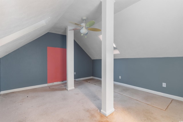 4721 National Dr, Myrtle Beach, SC 29579 - additional living space with carpet, vaulted ceiling, baseboards, and ceiling fan