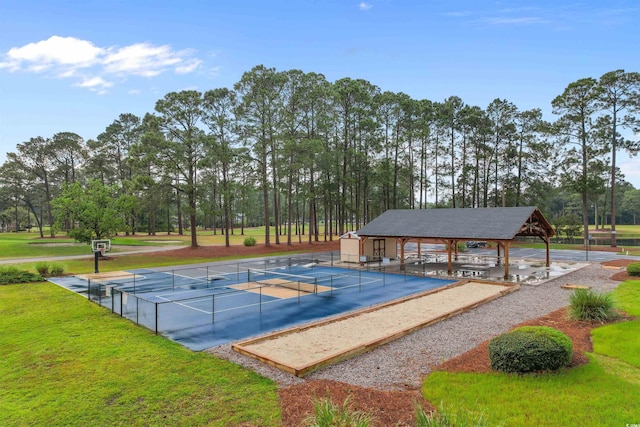 4721 National Dr, Myrtle Beach, SC 29579 - view of property's community featuring a gazebo, fence, a tennis court, and a lawn