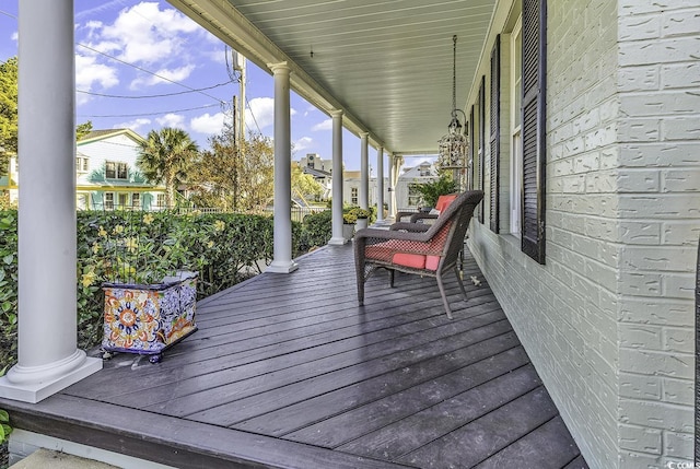 deck with covered porch