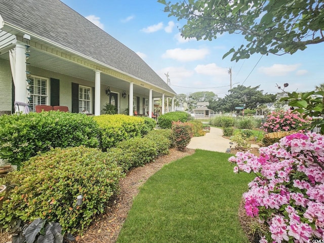 view of yard featuring a porch