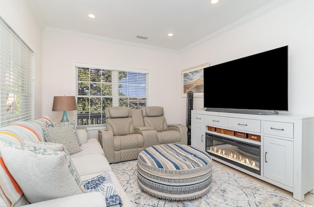 6001-1872 S Kings Hwy, Myrtle Beach, SC 29575 - living area featuring crown molding, recessed lighting, and visible vents