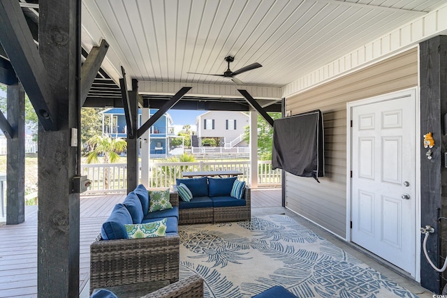 6001-1872 S Kings Hwy, Myrtle Beach, SC 29575 - wooden terrace with a ceiling fan and an outdoor living space