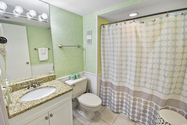9820 Queensway Blvd Unit 704, Myrtle Beach, SC 29572 - full bathroom with tile patterned flooring, vanity, and a shower with shower curtain