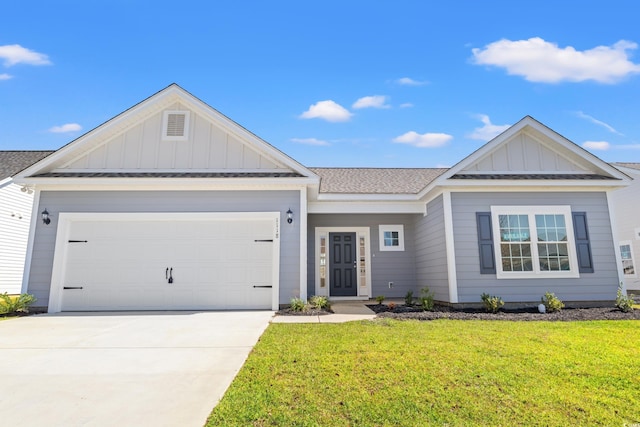3331 Little Bay Dr, Conway, SC 29526 - single story home with board and batten siding, a front lawn, driveway, an attached garage, and roof with shingles
