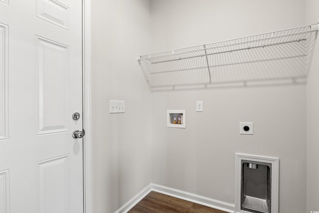 3331 Little Bay Dr, Conway, SC 29526 - laundry area featuring electric dryer hookup, hookup for a washing machine, and dark wood-type flooring
