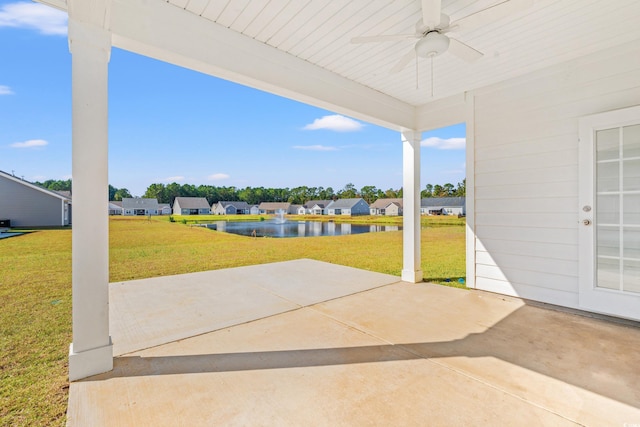 3324 Little Bay Dr, Conway, SC 29526 - view of patio featuring a ceiling fan and a water view