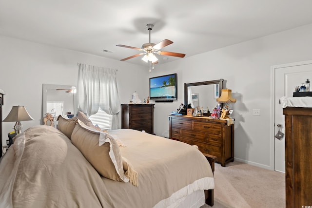 155 Marsh Deer Pl, Surfside Beach, SC 29575 - carpeted bedroom with visible vents, a ceiling fan, and baseboards