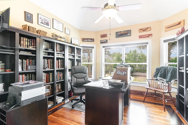 276 Waterfall Cir, Little River, SC 29566 - office area with ceiling fan and wood finished floors