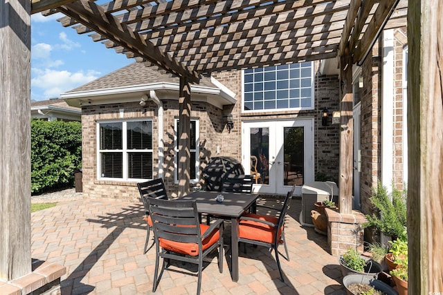 276 Waterfall Cir, Little River, SC 29566 - view of patio / terrace featuring french doors, outdoor dining space, and a pergola
