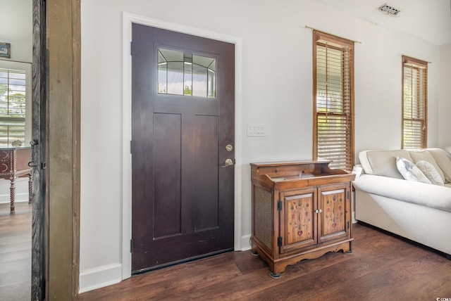 221 Lander Dr, Conway, SC 29526 - entryway with dark wood-style floors and baseboards