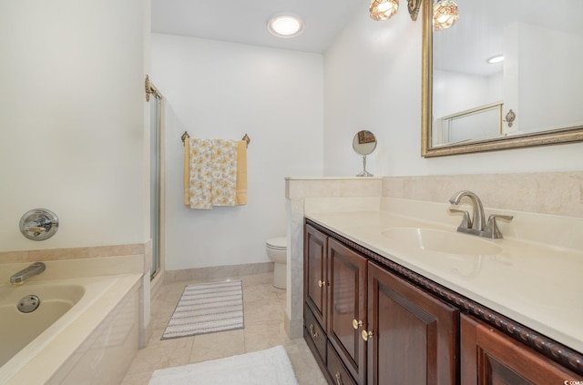 221 Lander Dr, Conway, SC 29526 - bathroom featuring vanity, a bath, toilet, and a stall shower
