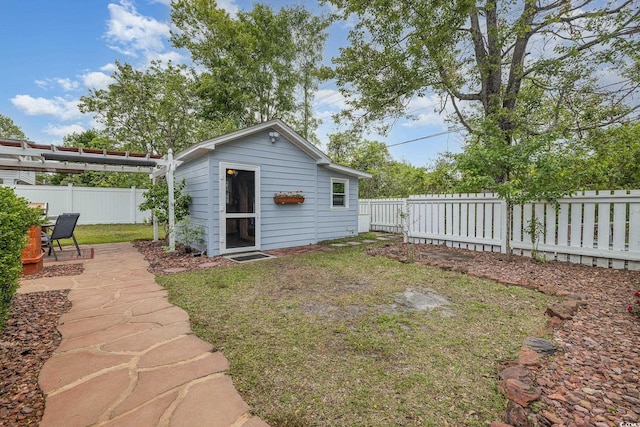 221 Lander Dr, Conway, SC 29526 - view of yard featuring an outbuilding and a patio area