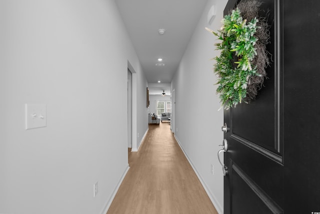 109 River Vista Way, Myrtle Beach, SC 29588 - hallway with light wood-type flooring, baseboards, and recessed lighting