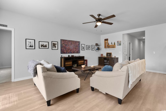 109 River Vista Way, Myrtle Beach, SC 29588 - living room with ceiling fan, light wood-style floors, and baseboards