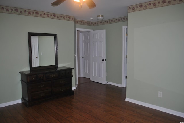 22 Woodhaven Dr Unit C, Murrells Inlet, SC 29576 - unfurnished bedroom featuring wood-type flooring, baseboards, and a ceiling fan