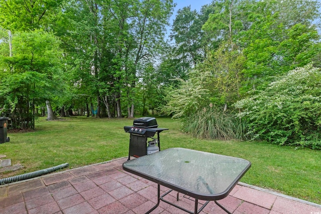 view of patio with a grill