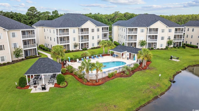 2090 Cross Gate Blvd Unit 202, Surfside Beach, SC 29575 - aerial view of a pool area and a large body of water