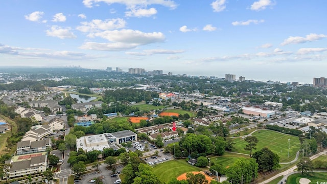 drone / aerial view with a city view