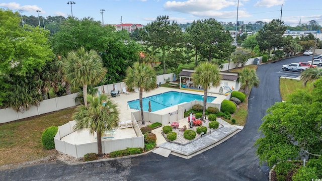 view of pool featuring fence private yard and a fenced in pool