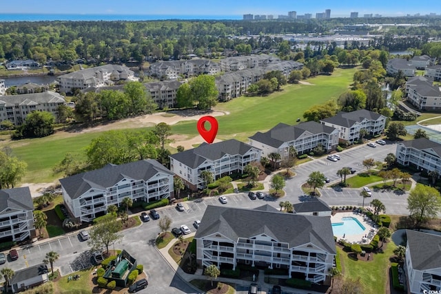 aerial view with golf course view