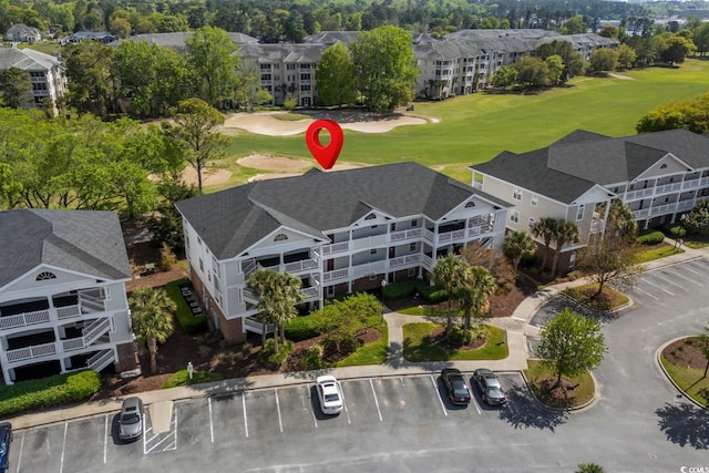 aerial view with view of golf course