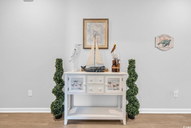 room details featuring baseboards and wood finished floors